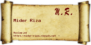 Mider Riza névjegykártya